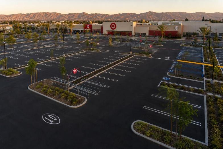 Full-site California industrial paving: subgrade prep, aggregate base, and hot mix asphalt