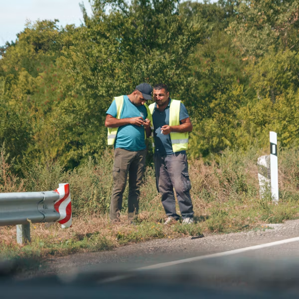 Road pavement inspection before asphalt repairs.